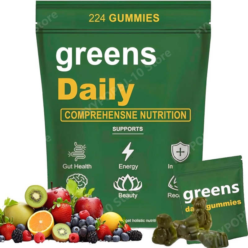Multivitamin Gummy Adult - Greens Gummies Clorella e Spirulina Biologiche,